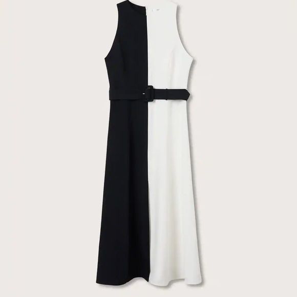 Mango Monochrome Dress White Black New - Picture 7 of 10